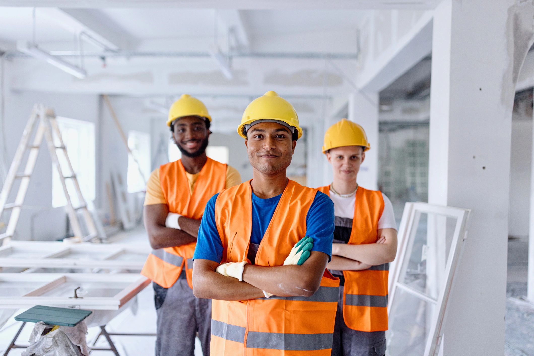 Smiling construction worker portrait